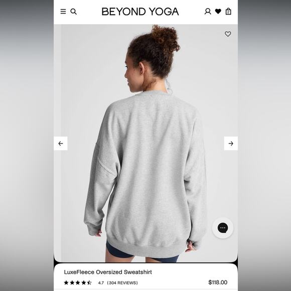 Beyond Yoga LuxeFleece Oversized Crewneck Sweatshirt Grey Sz L NF7947 Womens EUC - Picture 2 of 12